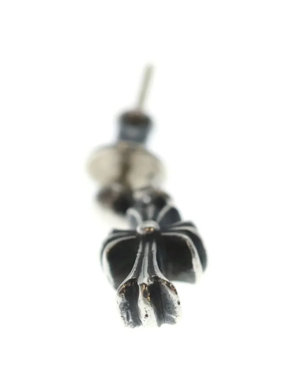 Chrome Hearts Tiny Stack CH Cross Drop Earrings Silver Yellow Gold